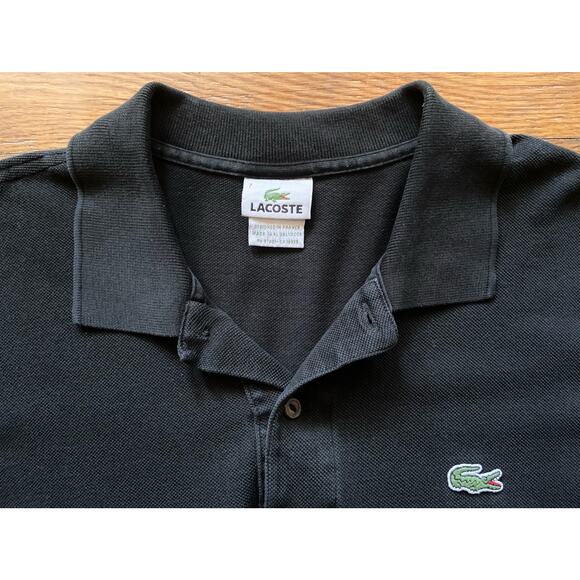 LACOSTE Black Pique Cotton Polo sz 7 (US sz XL) - Picture 3 of 9